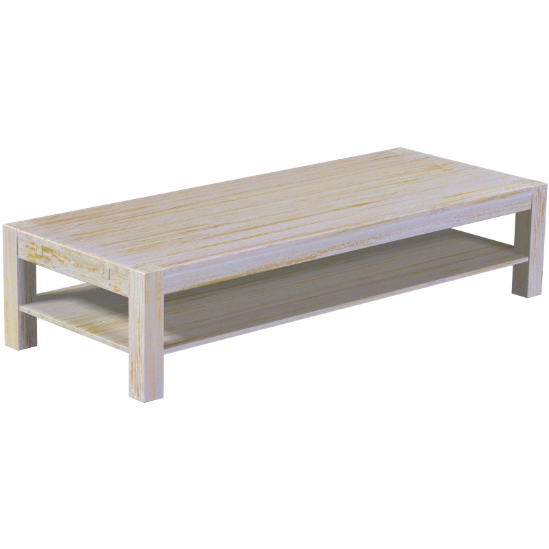 Couchtisch 200x80 Rio Kanto Shabby Honig massiver Pinien Holztisch mit Ablage