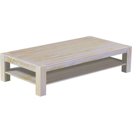 Couchtisch 200x100 Rio Kanto Shabby Honig massiver Pinien Holztisch mit Ablage