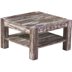 Couchtisch 73x73 Rio Kanto Shabby Antik Eiche massiver Pinien Holztisch mit Ablage