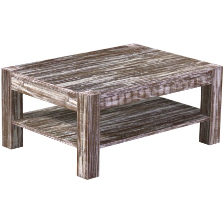 Couchtisch 100x73 Rio Kanto Shabby Antik Eiche massiver Pinien Holztisch mit Ablage