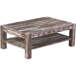 Couchtisch 120x80 Rio Kanto Shabby Antik Eiche massiver Pinien Holztisch mit Ablage