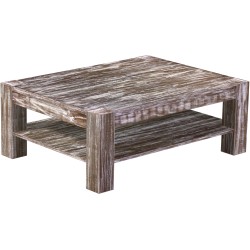 Couchtisch 120x90 Rio Kanto Shabby Antik Eiche massiver Pinien Holztisch mit Ablage