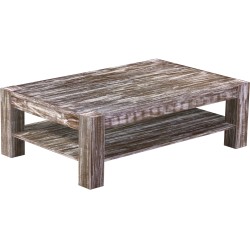 Couchtisch 140x90 Rio Kanto Shabby Antik Eiche massiver Pinien Holztisch mit Ablage