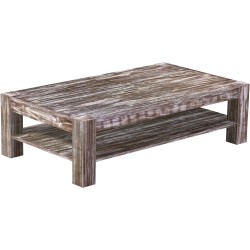 Couchtisch 160x90 Rio Kanto Shabby Antik Eiche massiver Pinien Holztisch mit Ablage