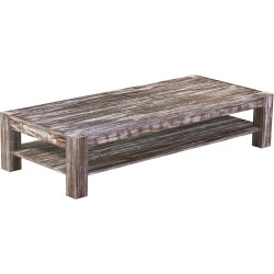 Couchtisch 208x90 Rio Kanto Shabby Antik Eiche massiver Pinien Holztisch mit Ablage