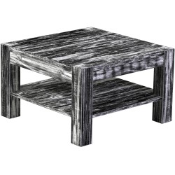 Couchtisch 73x73 Rio Kanto Shabby Antik Ebenholz massiver Pinien Holztisch mit Ablage