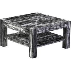 Couchtisch 80x80 Rio Kanto Shabby Antik Ebenholz massiver Pinien Holztisch mit Ablage