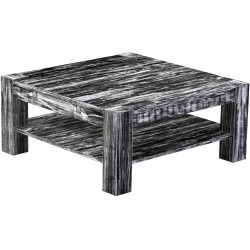 Couchtisch 100x100 Rio Kanto Shabby Antik Ebenholz massiver Pinien Holztisch mit Ablage