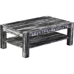 Couchtisch 120x73 Rio Kanto Shabby Antik Ebenholz massiver Pinien Holztisch mit Ablage