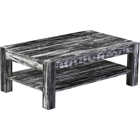 Couchtisch 120x73 Rio Kanto Shabby Antik Ebenholz massiver Pinien Holztisch mit Ablage