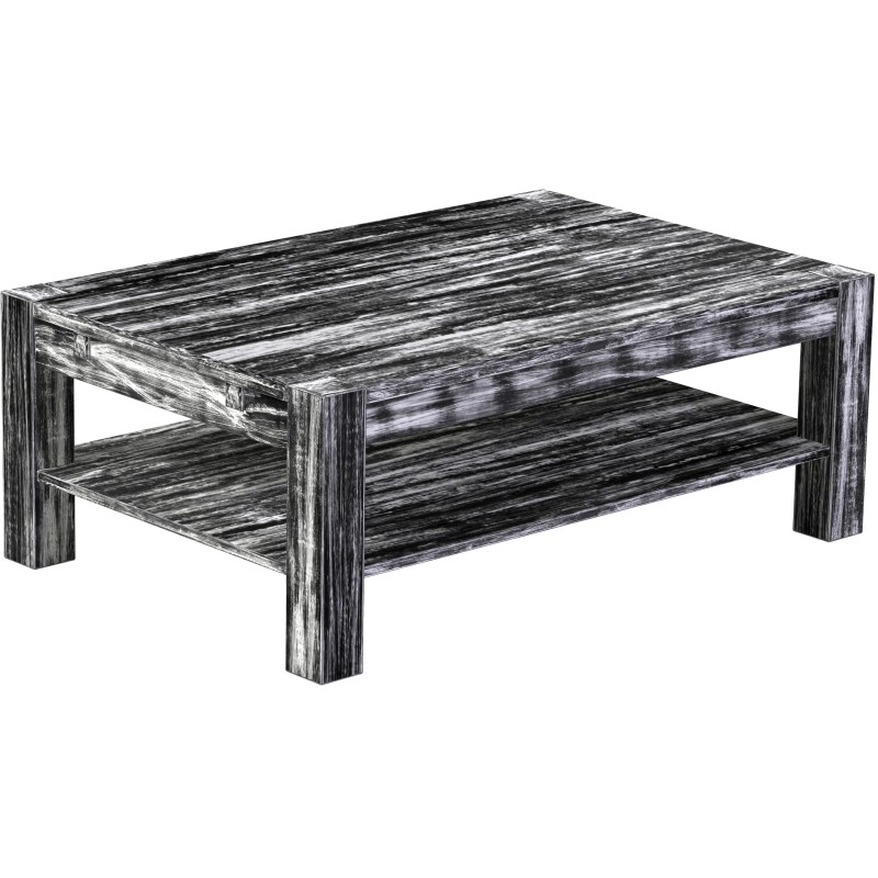 Couchtisch 120x80 Rio Kanto Shabby Antik Ebenholz massiver Pinien Holztisch mit Ablage