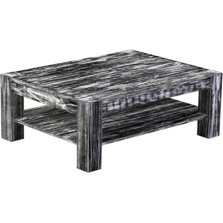 Couchtisch 120x90 Rio Kanto Shabby Antik Ebenholz massiver Pinien Holztisch mit Ablage