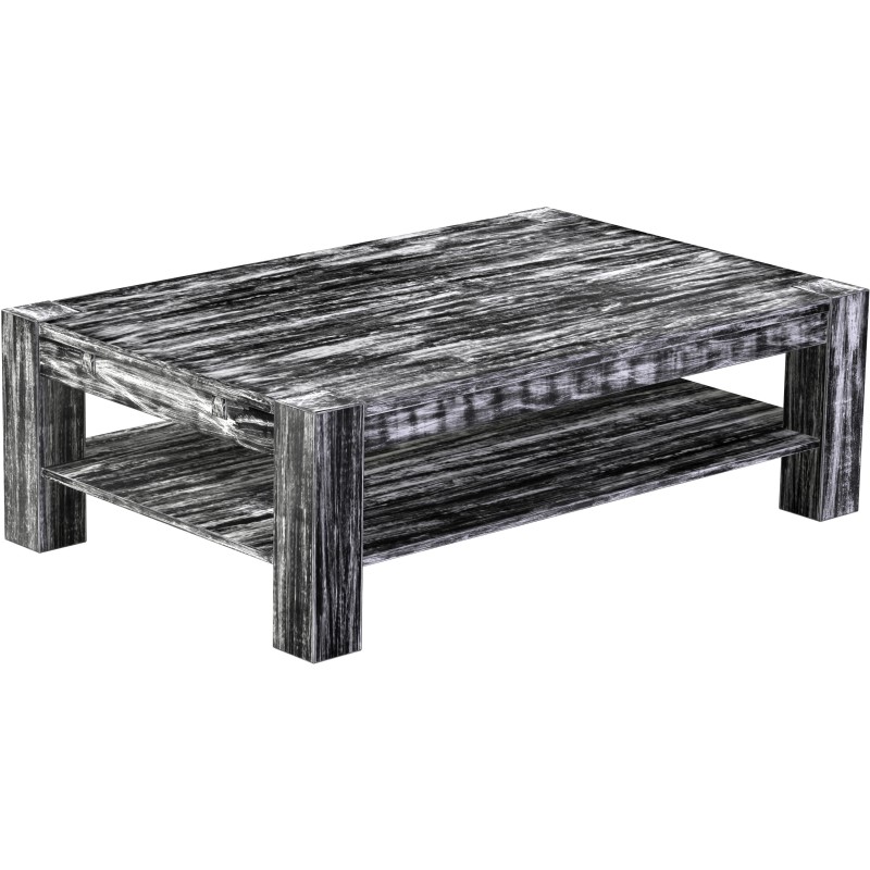 Couchtisch 140x90 Rio Kanto Shabby Antik Ebenholz massiver Pinien Holztisch mit Ablage