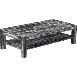 Couchtisch 160x80 Rio Kanto Shabby Antik Ebenholz massiver Pinien Holztisch mit Ablage