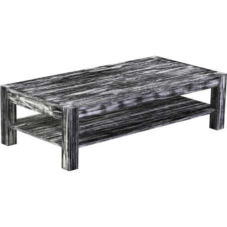 Couchtisch 160x80 Rio Kanto Shabby Antik Ebenholz massiver Pinien Holztisch mit Ablage