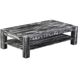 Couchtisch 160x90 Rio Kanto Shabby Antik Ebenholz massiver Pinien Holztisch mit Ablage