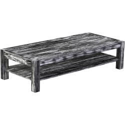 Couchtisch 180x80 Rio Kanto Shabby Antik Ebenholz massiver Pinien Holztisch mit Ablage