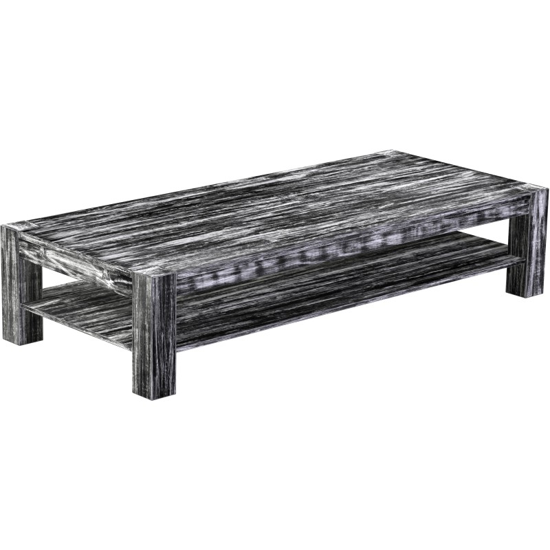 Couchtisch 208x90 Rio Kanto Shabby Antik Ebenholz massiver Pinien Holztisch mit Ablage