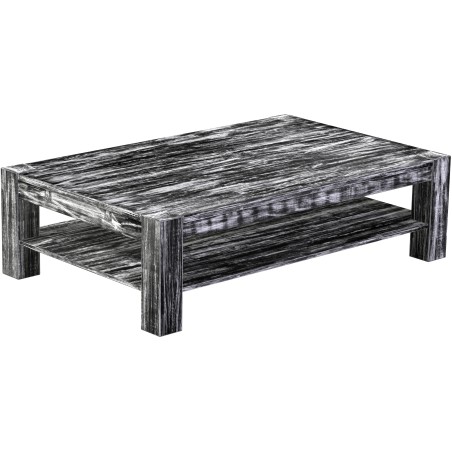 Couchtisch 160x100 Rio Kanto Shabby Antik Ebenholz massiver Pinien Holztisch mit Ablage