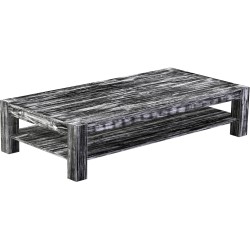 Couchtisch 200x100 Rio Kanto Shabby Antik Ebenholz massiver Pinien Holztisch mit Ablage