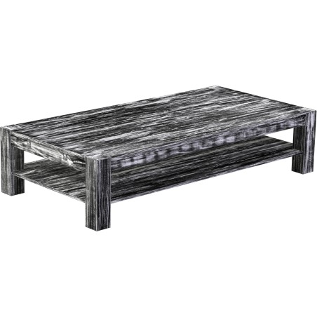 Couchtisch 200x100 Rio Kanto Shabby Antik Ebenholz massiver Pinien Holztisch mit Ablage