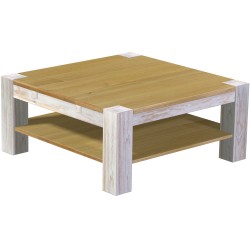 Couchtisch 100x100 Rio Kanto Shabby Platte Brasil massiver Pinien Holztisch mit Ablage