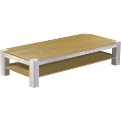 Couchtisch 208x90 Rio Kanto Shabby Platte Brasil massiver Pinien Holztisch mit Ablage