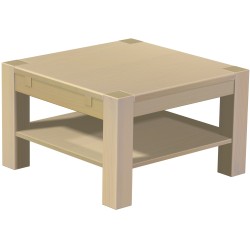 Couchtisch 73x73 Rio Kanto Birke massiver Pinien Holztisch mit Ablage