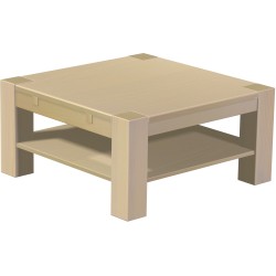 Couchtisch 90x90 Rio Kanto Birke massiver Pinien Holztisch mit Ablage