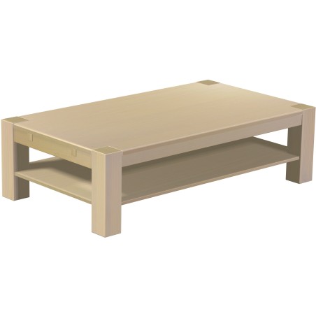 Couchtisch 160x90 Rio Kanto Birke massiver Pinien Holztisch mit Ablage