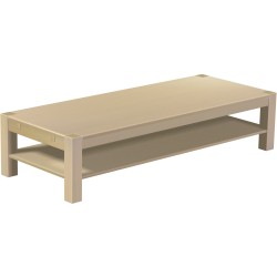 Couchtisch 200x80 Rio Kanto Birke massiver Pinien Holztisch mit Ablage