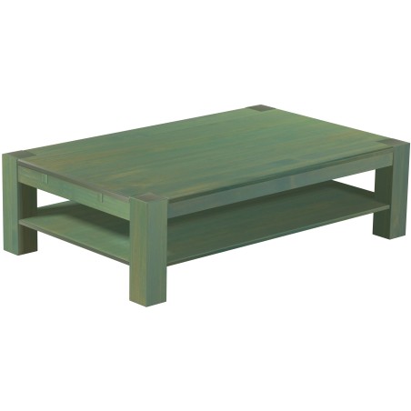 Couchtisch 160x100 Rio Kanto Bambus mintgruen massiver Pinien Holztisch mit Ablage