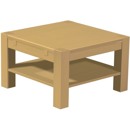 Couchtisch 73x73 Rio Kanto Sand massiver Pinien Holztisch mit Ablage