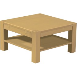 Couchtisch 80x80 Rio Kanto Sand massiver Pinien Holztisch mit Ablage