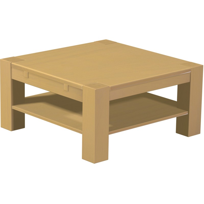 Couchtisch 90x90 Rio Kanto Sand massiver Pinien Holztisch mit Ablage