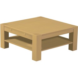 Couchtisch 100x100 Rio Kanto Sand massiver Pinien Holztisch mit Ablage