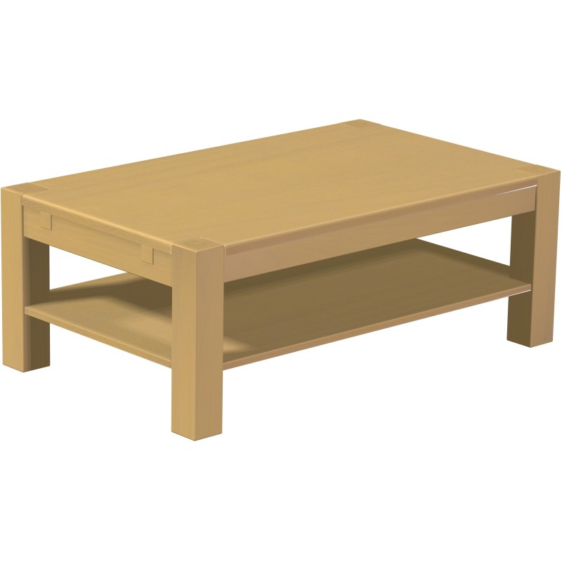 Couchtisch 120x73 Rio Kanto Sand massiver Pinien Holztisch mit Ablage