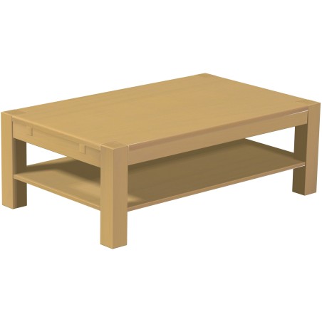 Couchtisch 130x80 Rio Kanto Sand massiver Pinien Holztisch mit Ablage