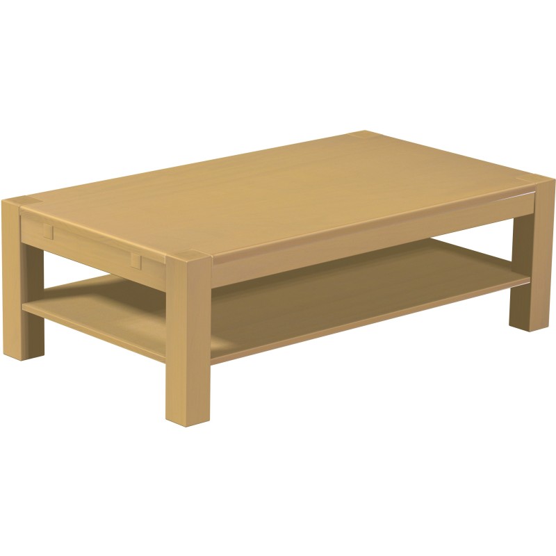 Couchtisch 140x80 Rio Kanto Sand massiver Pinien Holztisch mit Ablage