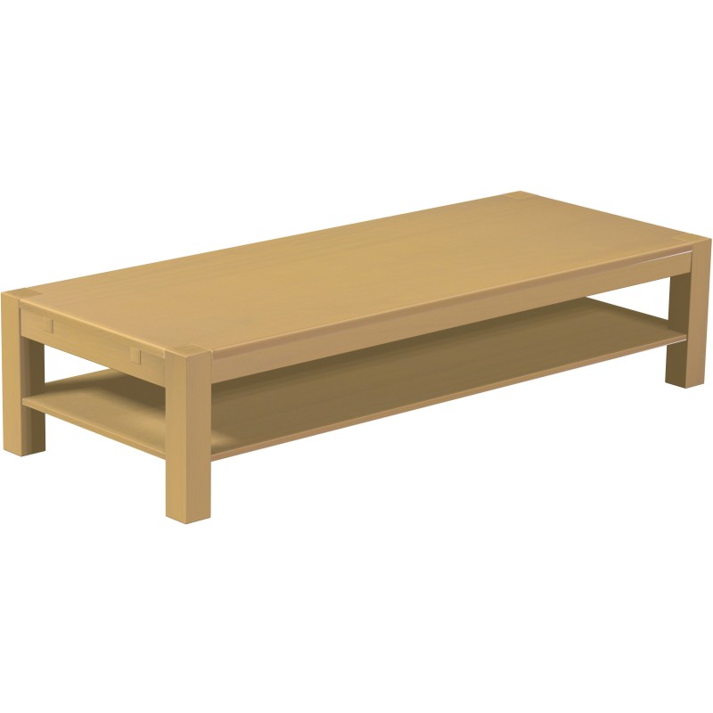 Couchtisch 200x80 Rio Kanto Sand massiver Pinien Holztisch mit Ablage