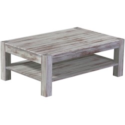 Couchtisch 120x80 Rio Kanto Shabby Nussbaum massiver Pinien Holztisch mit Ablage