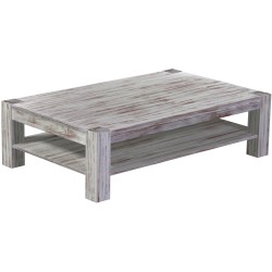 Couchtisch 160x100 Rio Kanto Shabby Nussbaum massiver Pinien Holztisch mit Ablage