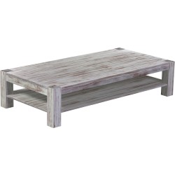 Couchtisch 200x100 Rio Kanto Shabby Nussbaum massiver Pinien Holztisch mit Ablage