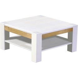 Couchtisch 90x90 Rio Kanto Snow Brasil massiver Pinien Holztisch mit Ablage