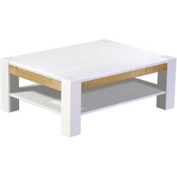 Couchtisch 120x90 Rio Kanto Snow Brasil massiver Pinien Holztisch mit Ablage