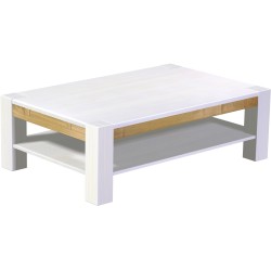 Couchtisch 140x90 Rio Kanto Snow Brasil massiver Pinien Holztisch mit Ablage