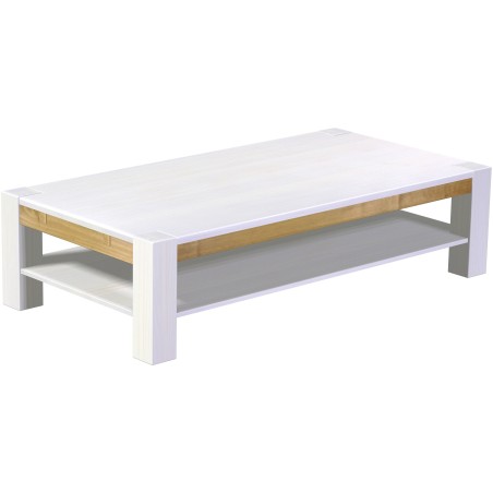 Couchtisch 180x90 Rio Kanto Snow Brasil massiver Pinien Holztisch mit Ablage