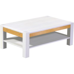 Couchtisch 120x73 Rio Kanto Snow Honig massiver Pinien Holztisch mit Ablage