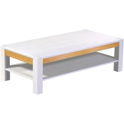 Couchtisch 150x73 Rio Kanto Snow Honig massiver Pinien Holztisch mit Ablage