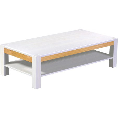 Couchtisch 160x80 Rio Kanto Snow Honig massiver Pinien Holztisch mit Ablage